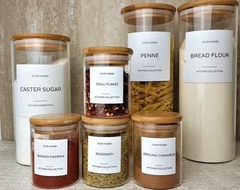 Personalized Glass Jar with Bamboo Lid: Minimalist Kitchen Storage