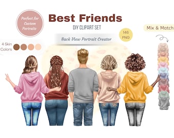 Best Friends Clipart Bundle | DIY Portrait Creator (PNG)