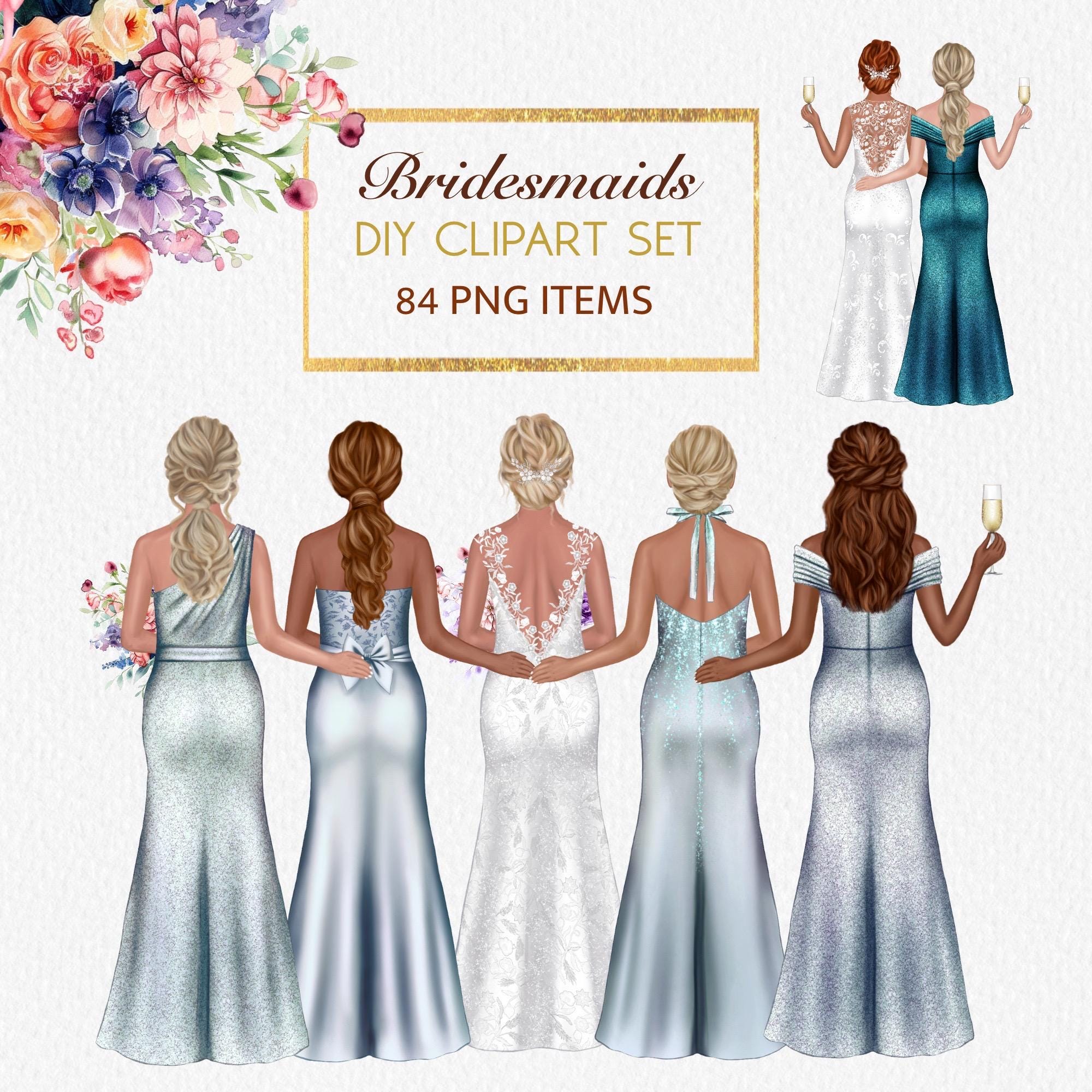 bridesmaid dress clipart Bridesmaid Portrait Creator, Bridal Party Mix Match Clipart Set, Sage Green Bridesmaid Dress Png
