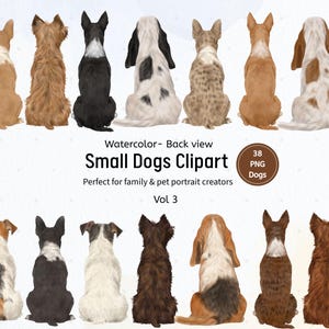 Lot de cliparts aquarelle petit chien, créateur de portraits d'animaux de compagnie (téléchargement numérique)