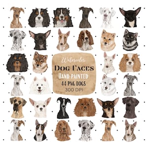 Clipart chien aquarelle. Portrait personnalisé de chien. Lot races de chiens. Chiens pour tasse. Images de chiots mignons. Utilisation commerciale pour chiens. Scrapbooking