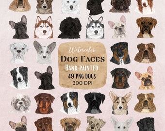 Watercolor Dog Clipart | 49 Hand-Painted Dog Illustrations (PNG)