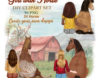 Watercolor Horse Mom Clipart, 94 PNG Graphics (Digital Download)