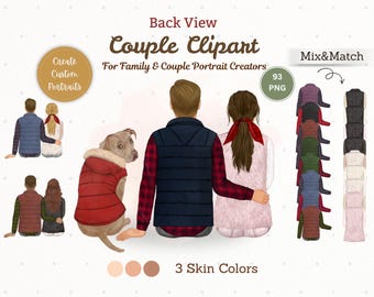 Watercolor Couple Clipart | Back View Portrait Creator (93 PNG)