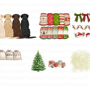 Customizable Christmas Labrador Clipart Set | Name-Ready PNG Elements (28 Items) image 2