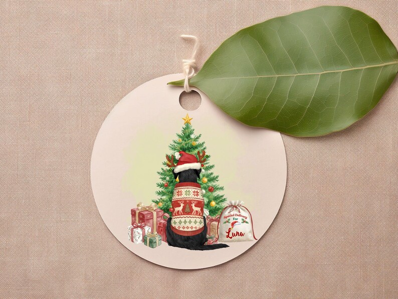 Customizable Christmas Labrador Clipart Set | Name-Ready PNG Elements (28 Items) image 5