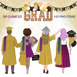 Graduate DIY clipart. Personalized Graduation gift. Collage Senior Graphics. Friends Graduation Printable. Graduate Couple. Keepsake