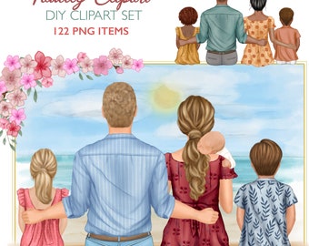 Customizable Family Clipart. Family Portrait Design. Portrait Creator. Family Members. Mother, Father, Kids Clipart. DIY Portrait Design