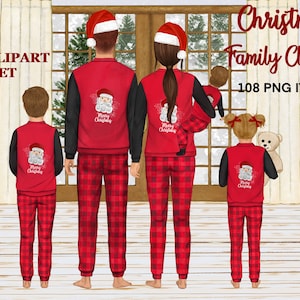 Imágenes prediseñadas de familia navideña. Retrato de un miembro de la familia. Pareja con niños. Gráficos acogedores de invierno. Imágenes prediseñadas de retrato personalizables