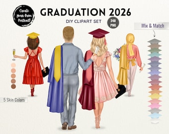 Graduation 2026 Mix & Match Clipart Set (Digital Download)