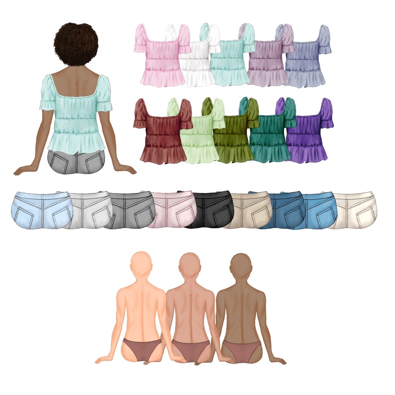 Customizable Family Clipart. Watercolor Family Members. Kids and Parents DIY clipart. Summer Family Portarit. Sitting People Graphics. image 5
