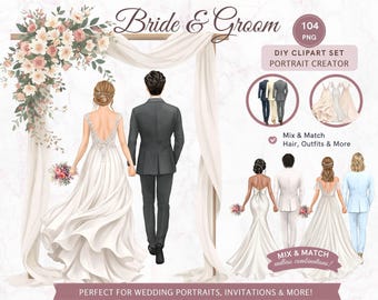 Bride Groom Portrait Creator, Watercolor Wedding Portraits (Digital Download)