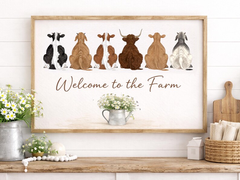 Watercolor Cow Clipart Bundle: Farmhouse Style PNGs (44 Files) image 4