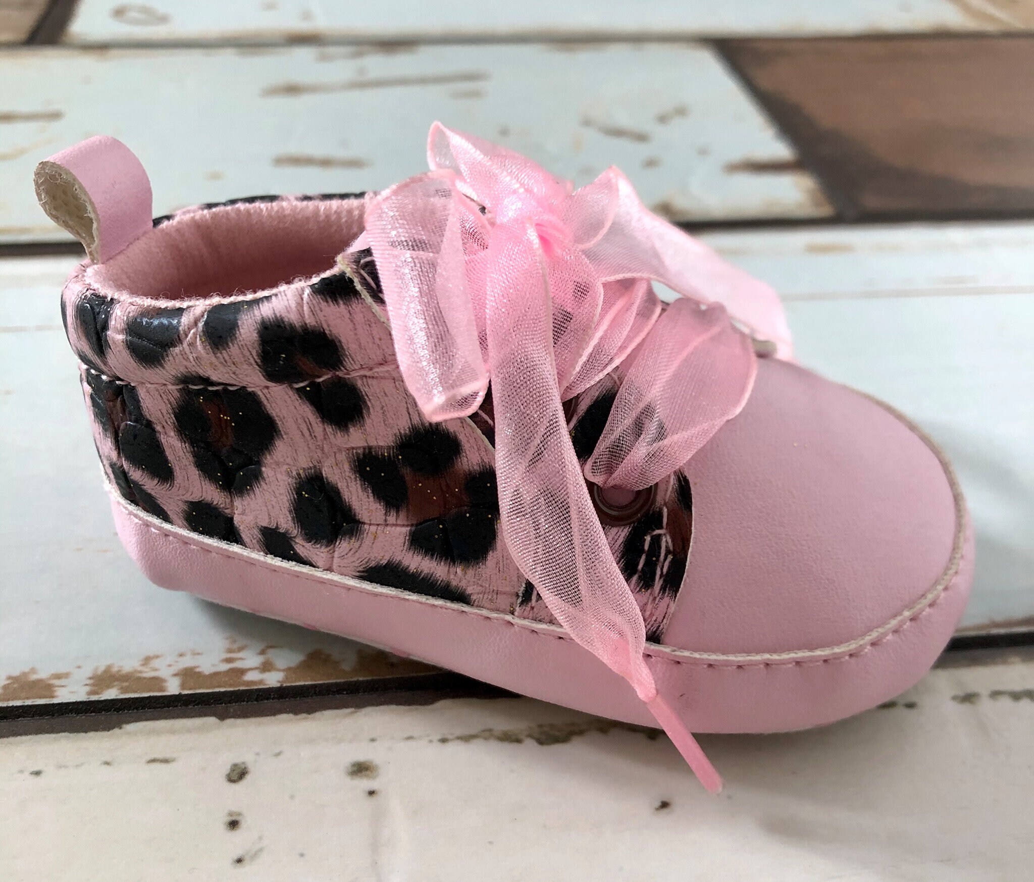 Baby Pink Leopard Print Baby Shoes gift Wrapped and Free Etsy UK