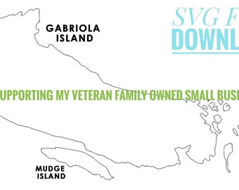 GABRIOLA ISLAND map outline SVG only file - instant download
