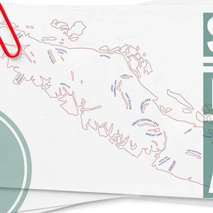 Vancouver Island Karte mit Seen, Inseln und Ortsnamen - Vektordatei - Sofort Download - SVG - DXF - AI