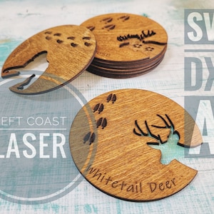 INSTANT DOWNLOAD - 8  pieces - Animal tracks - Wild life peek a boo cut out coasters with storage box - svg dxf ai