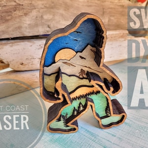 INSTANT DOWNLOAD -  5 Layer Bigfoot Sasquatch art - svg dxf ai