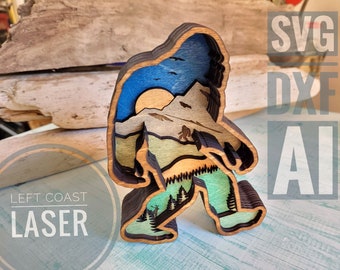 INSTANT DOWNLOAD -  5 Layer Bigfoot Sasquatch art - svg dxf ai