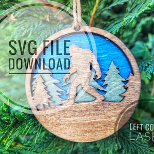 Benutzerdefinierte 3D Laser geschnitten Westcoast Bigfoot Sasquatch Weihnachtsornamentdatei! SVG DATEI - Sofort Download!