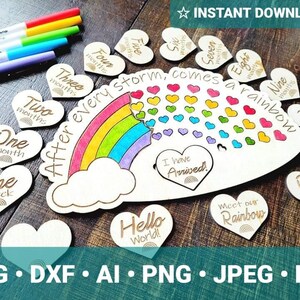 Regenbogen-Baby-Meilensteinmarkierungen – ORIGINAL HANDGEZEICHNETE KUNST-Vektordatei, sofortiger Download, svg/dxf/ai/jpeg/eps/png
