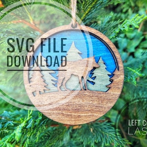 Benutzerdefinierte 3D-Laserschnitt-Westcoast-Wolf-Weihnachtsornamentdatei! NUR SVG-DATEI - Sofortiger Download! YouTube-Tutorial verfügbar!