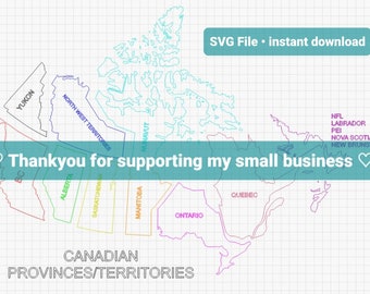 Canadian Provinces and territories outline VECTOR FILE  instant download - SVG instant download