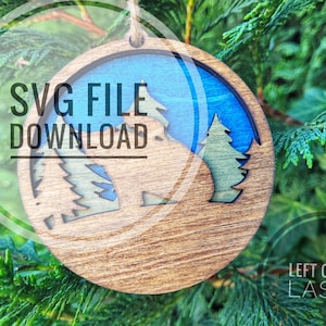 Custom 3D Laser cut Westcoast Bear Christmas Ornament File! SVG FILE ONLY - Instant Download! YouTube tutorial available!