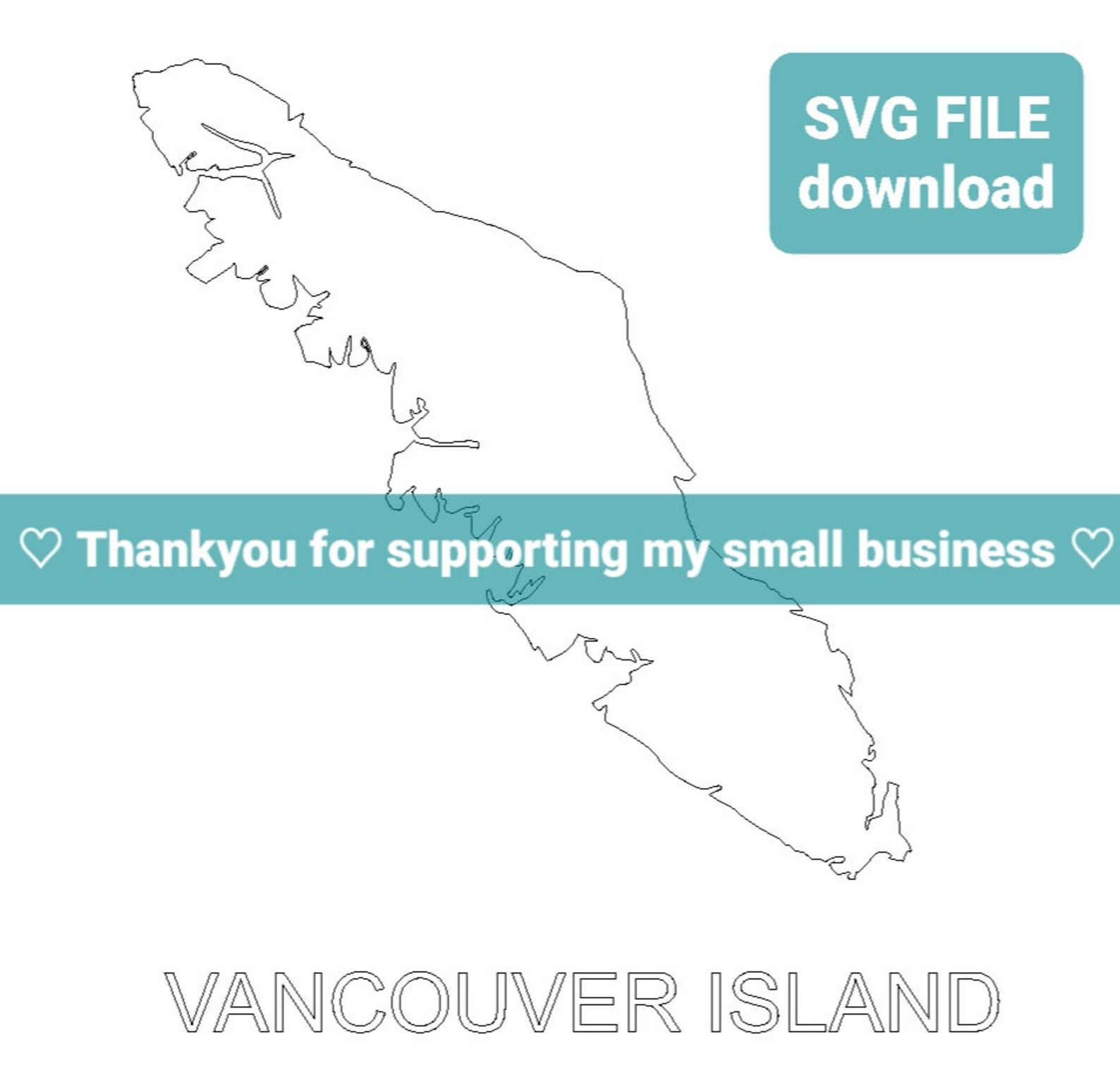 Vancouver Island Map Outline SVG Only File Instant Download - Etsy