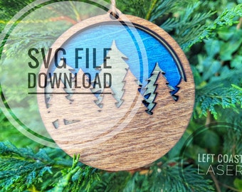 Custom 3D Laser cut Westcoast Forest Christmas Ornament File! SVG FILE ONLY - Instant Download! YouTube tutorial available!