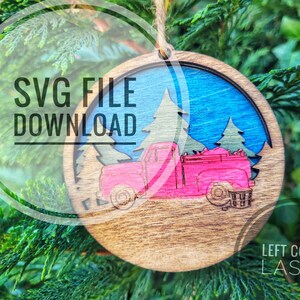 Benutzerdefinierte 3D-Laserschnitt-Westcoast-Truck-Weihnachtsornamentdatei! NUR SVG-DATEI - Sofortiger Download! YouTube-Tutorial verfügbar!