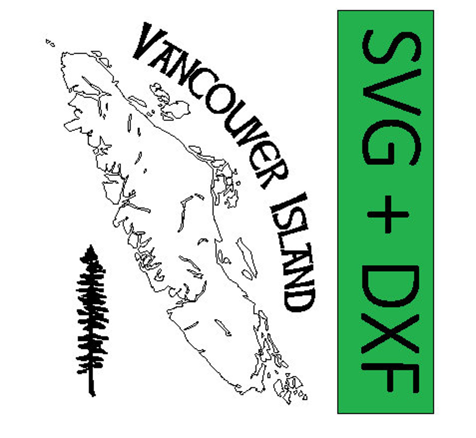 Vancouver Island with lakes SVG FILE with Sitka Tree for Etsy