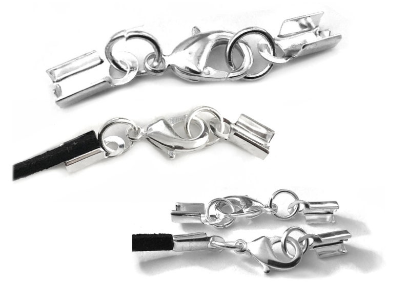 Squeeze clasp for straps up to 4.5 mm carabiner silver/gold colored 1/10 pieces 4 mm image 1