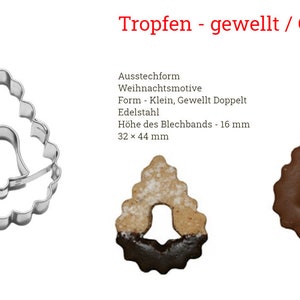 Edelstahl Ausstecher Tropfen gewellt mit/ohne Glöckchen 32x44mm Linzer Spitzbubn Weihnachten Kekse backen Ausstechformen trendywelt mit Glocke