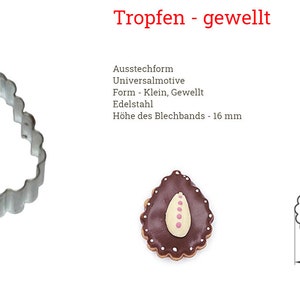 Edelstahl Ausstecher Tropfen gewellt mit/ohne Glöckchen 32x44mm Linzer Spitzbubn Weihnachten Kekse backen Ausstechformen trendywelt ohne Glocke