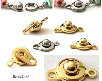 Druckverschluss Edelstahl für Ketten und Armbänder gold / silber 15mm Clickverschluss Verschluss