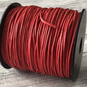 BAUMWOLLBAND 1-1,5mm 15 Sorten ... 10m-70m gewachste Baumwolle für Armbänder Ketten DIY Basteln rot 1,5mm