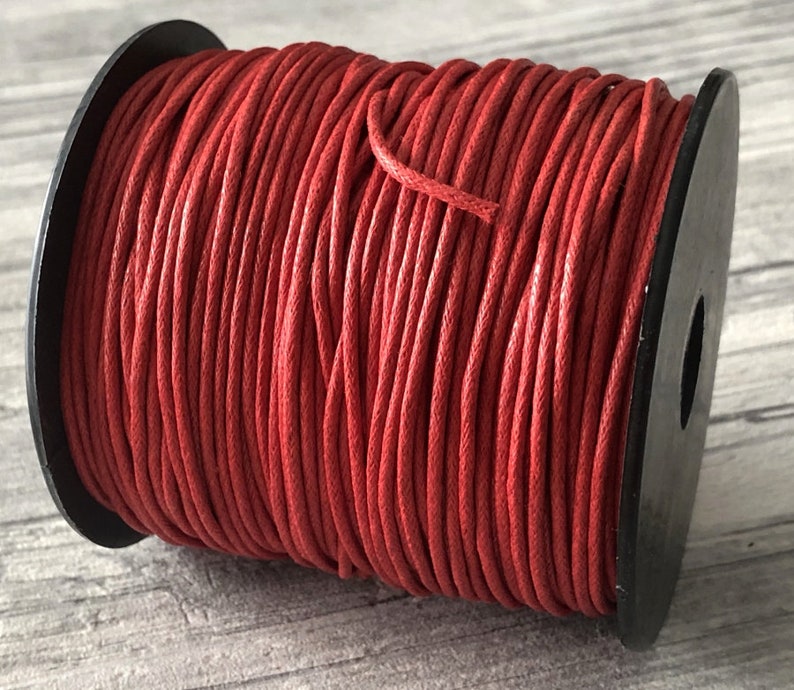 BAUMWOLLBAND 1-1,5mm 15 Sorten ... 10m-70m gewachste Baumwolle für Armbänder Ketten DIY Basteln rot 1,5mm