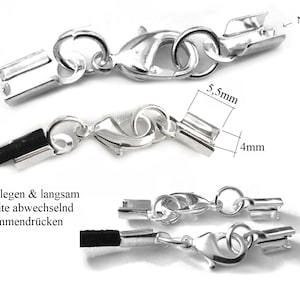 Quetsch Verschluss für Bänder bis 4,5mm Karabiner silber/goldfarben 1 / 10 Stück 4mm Bild 2