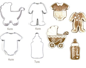 Cookie cutters baby party 6-7 cm stainless steel stroller romper bottle body