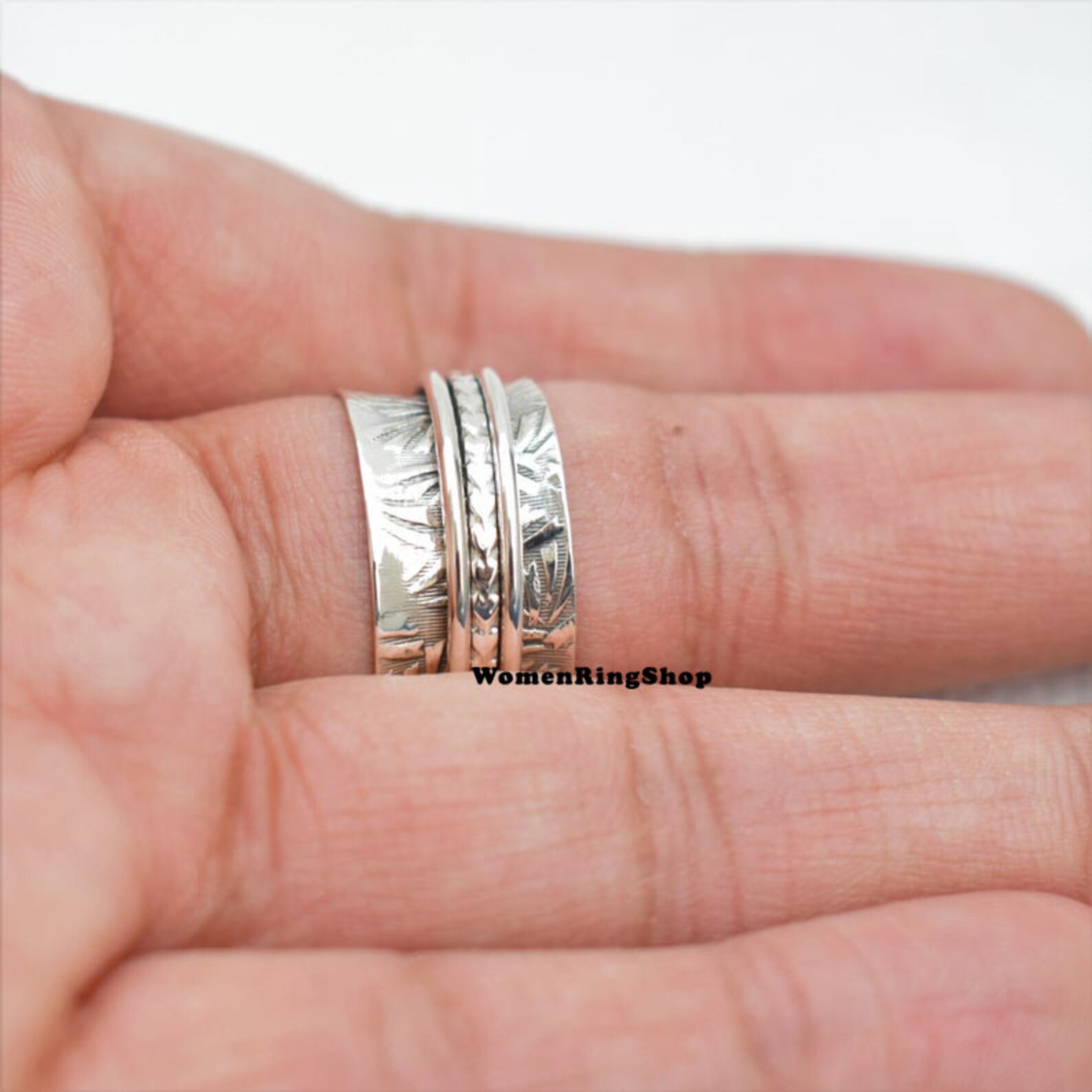 Women Ring Plain Silver Ring Silver Ring Spinner Ring Etsy