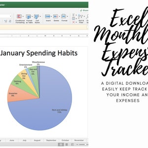 Excel månatlig utgiftsrapport | Utgiftsbudget (digital nedladdning)
