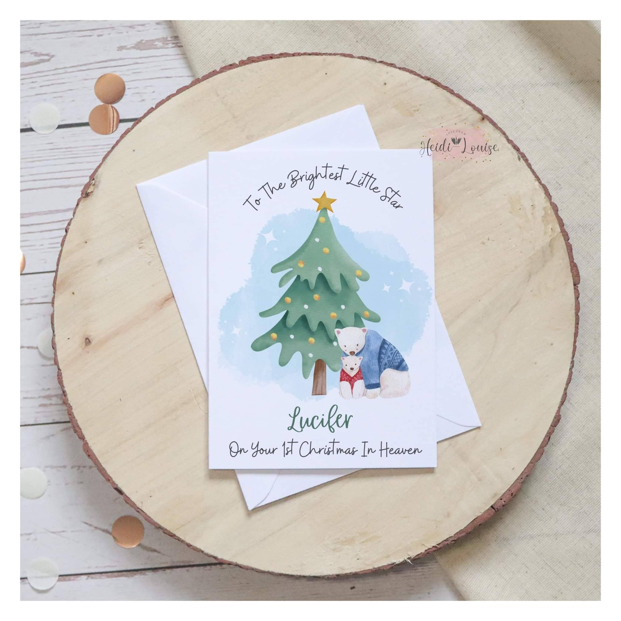 Polar Bear Angel Baby Christmas Card, Child in Heaven Star, Baby Loss ...