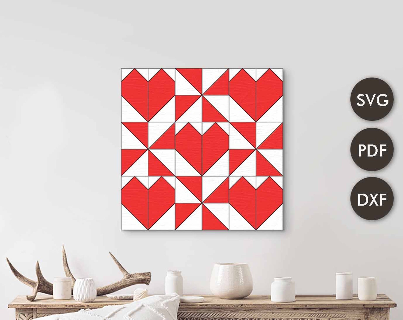 Heart Barn Quilt Cut File Valentines Day Wooden Wall Art Etsy