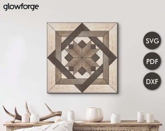 Rustic Barn Quilt Cut File , Wooden Wall Art , Home Decor , Svg - Dxf - Dwg Instant Download