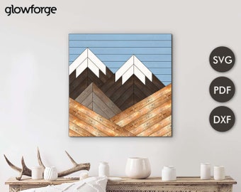 Mountain Barn Quilt Svg , Cut File , Wooden Wall Art  , Home Decor , Svg - Dxf - Dwg Instant Download