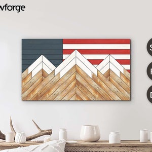 American Flag Mountain Svg , Barn Quilt , Cut File , Wooden Wall Art , 4th Of July , Home Decor , Svg - Dxf - Dwg Instant Download