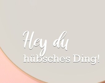 Spiegel Aufkleber Hey du hübsches Ding Sticker Glassticker Vinylsticker schwarz weiß gold Geschenkidee Badezimmer Deko