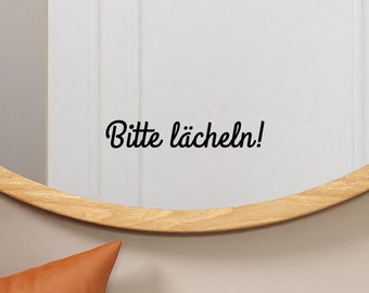 Spiegelsticker "Bitte lächeln!" | Versch. Farben zur Auswahl | Vinylsticker