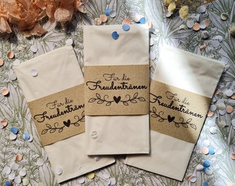 DIY Taschentuch Banderole "Für die Freudentränen" | Hochzeitsdeko Banderole aus Graspapier